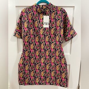 Zara multicolored shift dress in an almost scuba material. NWT. Size XL